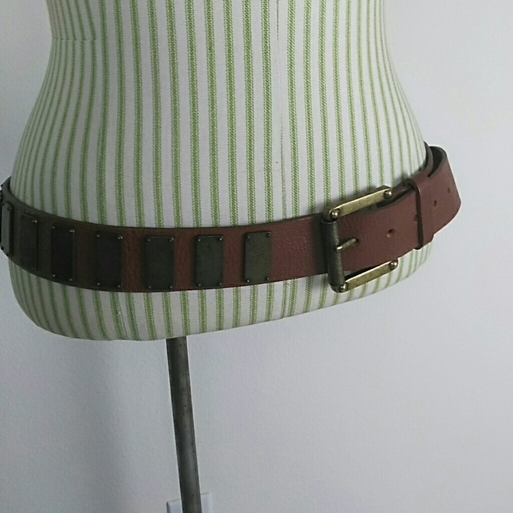Calvin Klein brown leather belt with brass feature